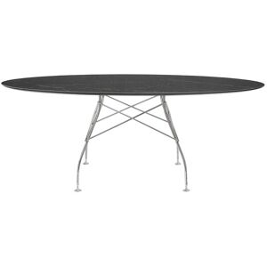 KARTELL table ovale GLOSSY MARBLE 192 x 118 cm (Noir - Gres finition Marbre et acier chrome)