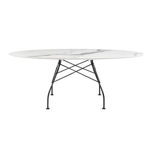 KARTELL table ovale GLOSSY MARBLE 192 x 118 cm (Blanc - Gres finition Marbre et acier verni noir)