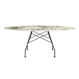 KARTELL table ovale GLOSSY MARBLE 192 x 118 cm (Symphonie - Gres finition Marbre et acier verni noir)