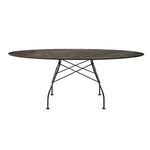 KARTELL table ovale GLOSSY MARBLE 192 x 118 cm (Aged Bronze - Gres finition Marbre et acier verni noir)