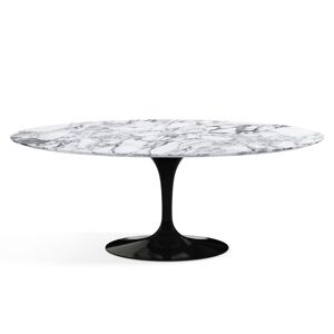 KNOLL table ovale TULIP collection Eero Saarinen 198x121 cm (Base noire / plateau Arabescato satin - marbre et aluminium)