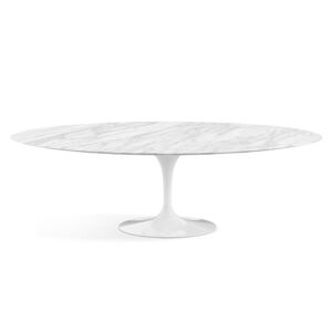 KNOLL table ovale TULIP collection Eero Saarinen 244x137 cm (Base blanche / plateau Statuarietto satin - marbre et aluminium) - Publicité