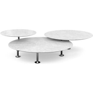 KNOLL set de 3 tables basses GRASSHOPPER (Ø 137, Ø 120, Ø 70 cm - Marbre Statuarietto brillant et acier chromé) - Publicité