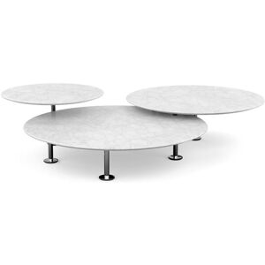 KNOLL set de 3 tables basses GRASSHOPPER (Ø 137, Ø 120, Ø 70 cm - Marbre Statuarietto satiné et acier chromé)