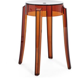 KARTELL tabouret CHARLES GHOST hauteur 46 cm (Ambre - Polycarbonate transparent)