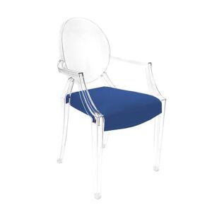 MYAREADESIGN IL CUSCINO coussin pour chaise KARTELL LOUIS GHOST (Bleu électrique cod. 24 - Eco-cuir Greta)