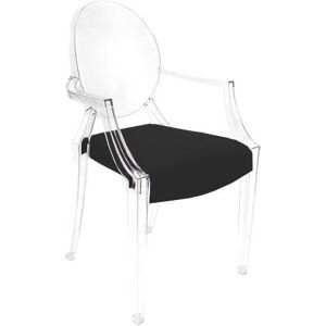 MYAREADESIGN IL CUSCINO coussin pour chaise KARTELL LOUIS GHOST (Noir cod. 30 - Eco-cuir Greta)