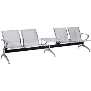 CETOF banc pour salle d'attente YD-B10 (4 places avec table basse - Acier)