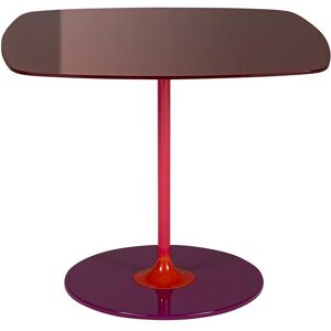 KARTELL table basse THIERRY 50 x 50 cm (Bordeaux - Verre trempé peint au dos et acier peint)