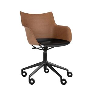 KARTELL chaise avec accoudoirs à roulettes Q/WOOD (Foncé, siège noir et base noire - bois palqué, polymère renforcé thermoplastique et acier) - Publicité