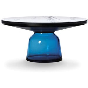 CLASSICON table BELL COFFEE TABLE avec la structure en acier noir (Bleu saphir - Plateau en marbre Bianco Carrara et base en verre soufflé)