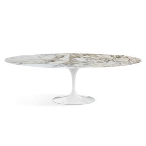 KNOLL table ovale TULIP collection Eero Saarinen 244x137 cm (Base blanche / plateau Calacatta satiné - marbre et aluminium) - Publicité