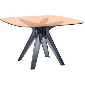 KARTELL table SIR GIO avec plateau carré (Rose / Fumé - Base en technoploymère et plateau en cristal stratifié)