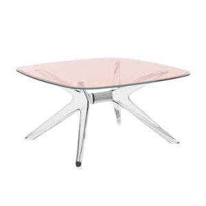 KARTELL table basse BLAST avec plateau carré (Plateau rose, structure cristal et chrome - Base en technoploymère et plateau en cristal [...] - Publicité