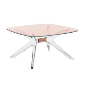 KARTELL table basse BLAST avec plateau carré (Plateau rose, structure cristal et bronze - Base en technoploymère et plateau en cristal [...] - Publicité