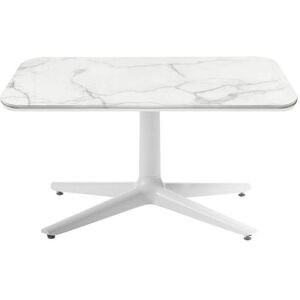 KARTELL table basse MULTIPLO LOW avec plateau carre (Blanc - Aluminium moule et plateau en ceramique finition marbre)