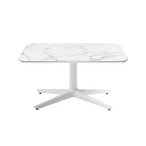 KARTELL table basse MULTIPLO LOW avec plateau carré (Blanc - Aluminium moulé et plateau en céramique finition marbre) - Publicité