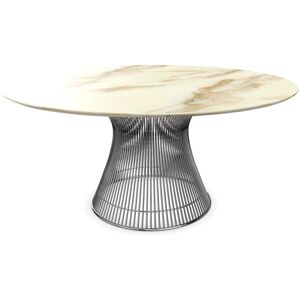 KNOLL table ronde PLATNER Ø 152 cm (Nickel / Calacatta - Métal / marbre)