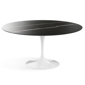 KNOLL table ronde TULIP Ø 152 cm collection Eero Saarinen (Base blanche / Plateau Sahara Noir - marbre et aluminium) - Publicité