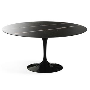 KNOLL table ronde TULIP Ø 152 cm collection Eero Saarinen (Base noire / plateau Sahara Noir - marbre et aluminium) - Publicité