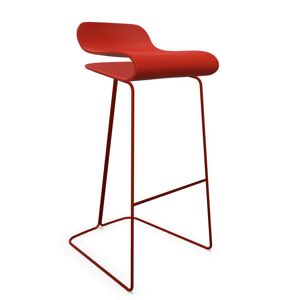 KRISTALIA tabouret BCN avec la base vernì (rouge corail H 76 cm - acier verni comme le siege)