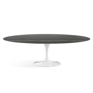 KNOLL table ovale TULIP collection Eero Saarinen 244x137 cm (Base blanche / Plateau Sahara Noir - marbre et aluminium) - Publicité