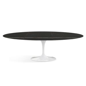 KNOLL table ovale TULIP collection Eero Saarinen 244x137 cm (Base bianca / piano Sahara Noir satinato - marbre et aluminium)