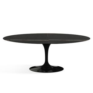 KNOLL table ovale TULIP collection Eero Saarinen 198x121 cm (Base noire / plateau Sahara Noir satiné - marbre et aluminium) - Publicité