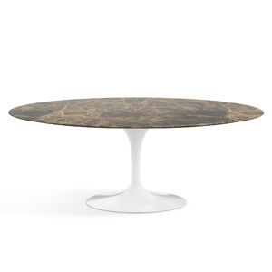 KNOLL table ovale TULIP collection Eero Saarinen 198x121 cm (Base blanche / plateau en Brown Emperador - marbre et aluminium) - Publicité