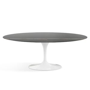KNOLL table ovale TULIP collection Eero Saarinen 198x121 cm (Base bianca / piano Sahara Noir - marbre et aluminium)