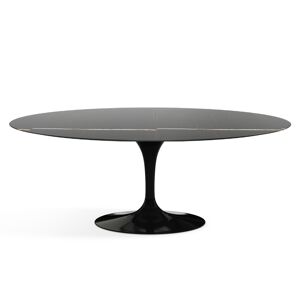 KNOLL table ovale TULIP collection Eero Saarinen 198x121 cm (Base noire / plateau Sahara Noir - marbre et aluminium) - Publicité