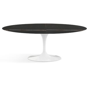 KNOLL table ovale TULIP collection Eero Saarinen 198x121 cm (Base bianca / piano Sahara Noir satinato - marbre et aluminium)