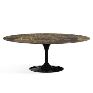 KNOLL table ovale TULIP collection Eero Saarinen 198x121 cm (Base nera / piano Brown Emperador satinato - marbre et aluminium)