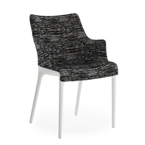 KARTELL chaise avec accoudoirs ELEGANZA NIA tissu MELANGE (Base blanche, tissu noir - Technopolymère thermoplastique recyclé et tissu) - Publicité