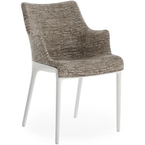 KARTELL chaise avec accoudoirs ELEGANZA NIA tissu MELANGE (Base blanche, tissu gris tourterelle - Technopolymère thermoplastique recyclé et [...] - Publicité