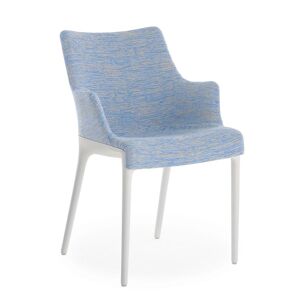 KARTELL chaise avec accoudoirs ELEGANZA NIA tissu MELANGE (Base blanche, tissu bleu - Technopolymère thermoplastique recyclé et tissu) - Publicité