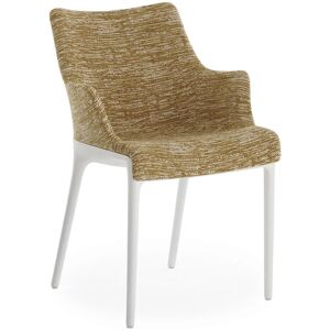 KARTELL chaise avec accoudoirs ELEGANZA NIA tissu MELANGE (Base blanche, tissu moutarde - Technopolymère thermoplastique recyclé et tissu) - Publicité