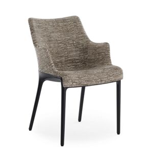 KARTELL chaise avec accoudoirs ELEGANZA NIA tissu MELANGE (Base noire, tissu gris tourterelle - Technopolymère thermoplastique recyclé et tissu) - Publicité