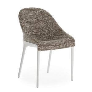 KARTELL chaise ELEGANZA ELA tissu MELANGE (Base blanche, tissu gris tourterelle - Technopolymère thermoplastique recyclé et tissu) - Publicité