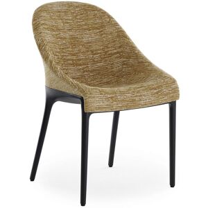 KARTELL chaise ELEGANZA ELA tissu MELANGE (Base noire, tissu moutarde - Technopolymère thermoplastique recyclé et tissu) - Publicité