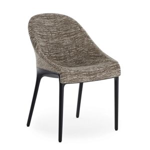 KARTELL chaise ELEGANZA ELA tissu MELANGE (Base noire, tissu gris tourterelle - Technopolymère thermoplastique recyclé et tissu) - Publicité