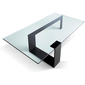 TONELLI table basse PLINSKY (150 x 80 x h 33 cm, base noire opaque - Verre transparent et métal) - Publicité