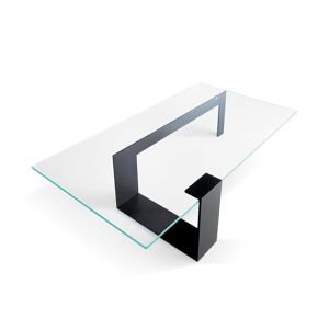 TONELLI table basse PLINSKY (150 x 80 x h 33 cm, base noire opaque - Verre extra-clair et métal) - Publicité