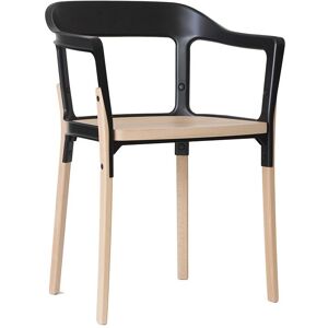 MAGIS chaise STEELWOOD CHAIR (Noir - Hêtre naturel / acier verni)