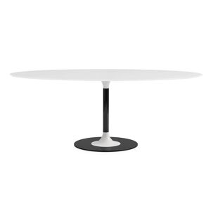 KARTELL table ovale THIERRY XXL (Blanc - Verre trempe peint et metal)