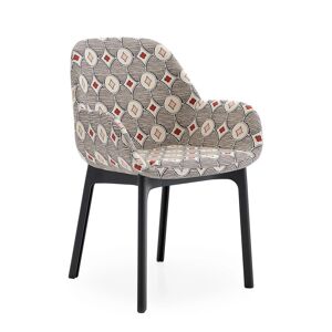 KARTELL fauteuil CLAP RUBELLI QUATREFOIL (Base noire, siège crème - Tissu et technopolymère thermoplastique) - Publicité