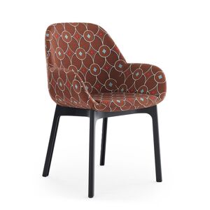 KARTELL fauteuil CLAP RUBELLI QUATREFOIL (Base noire, siège marron - Tissu et technopolymère thermoplastique) - Publicité