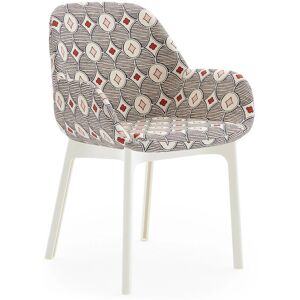 KARTELL fauteuil CLAP RUBELLI QUATREFOIL (Base blanche, siège crème - Tissu et technopolymère thermoplastique) - Publicité