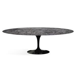 KNOLL table ovale TULIP collection Eero Saarinen 244x137 cm (Base noire / plateau gris Carnico satiné - marbre et aluminium) - Publicité