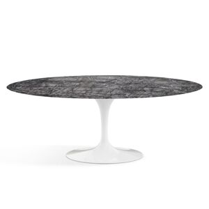 KNOLL table ovale TULIP collection Eero Saarinen 198x121 cm (Base blanche / plateau gris Carnico satiné - marbre et aluminium) - Publicité